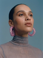 Surge Beaded Hoops (Pink)